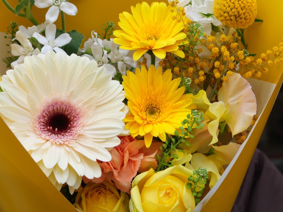 自由が丘の花屋で春が近づくと増える色