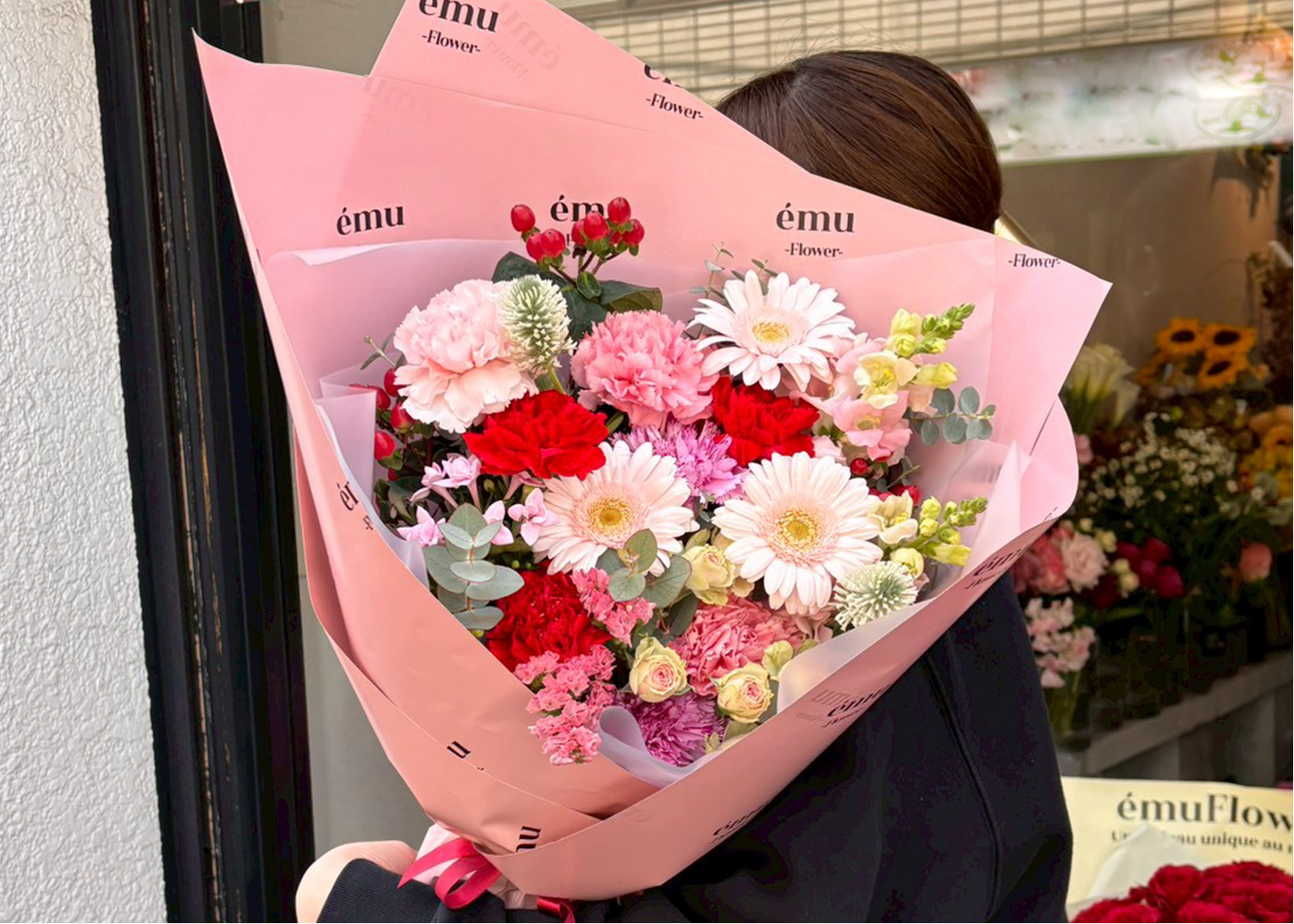 ému ピンク 母の日ブーケ【各サイズM・L・XL】【北海道と沖縄県は