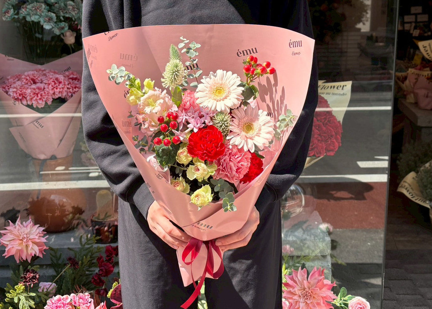ému ピンク 母の日ブーケ【各サイズM・L・XL】