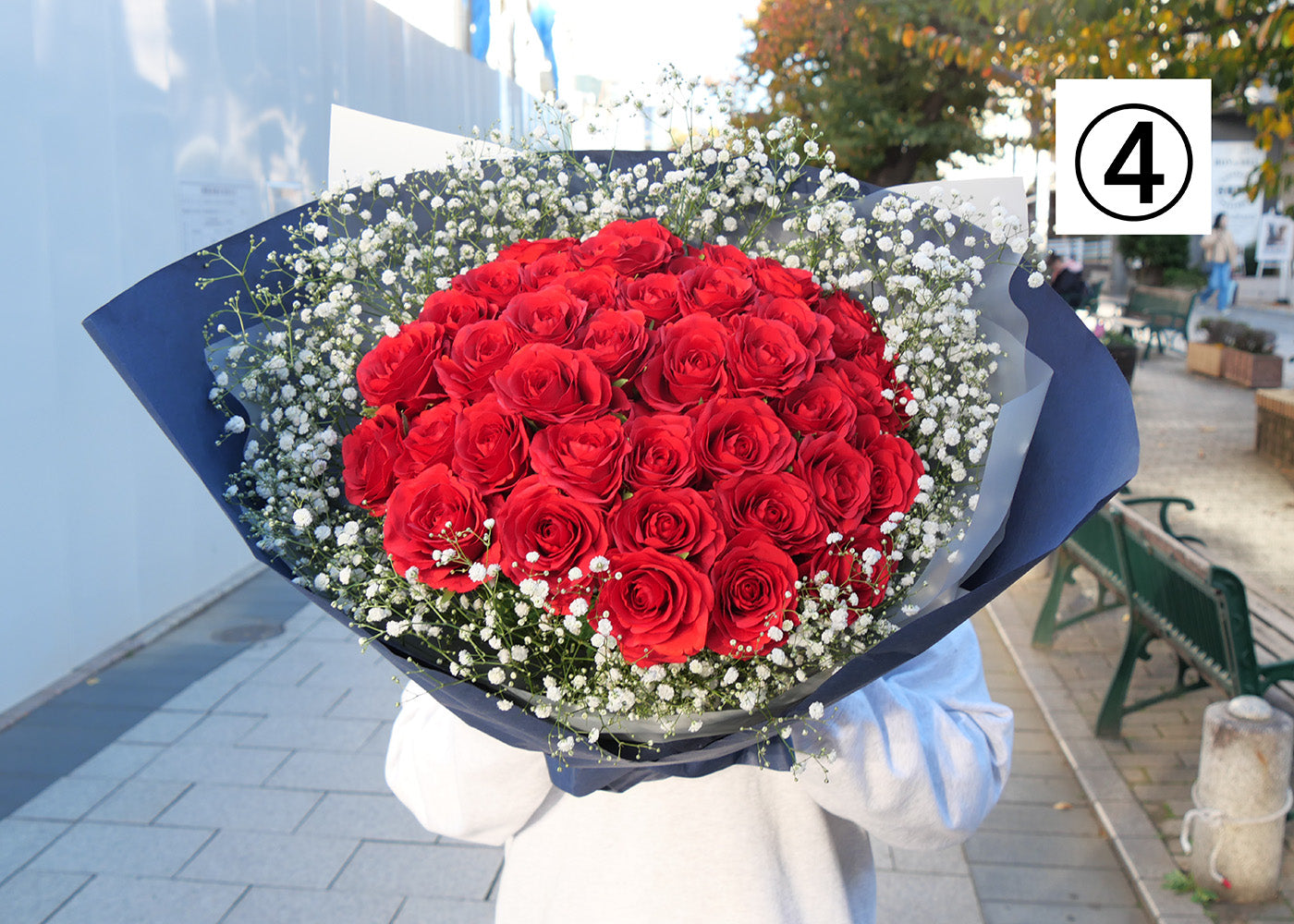 【高級バラ50本&カスミ草】選べるカスミ草カラー&選べる4種のラッピング【北海道と沖縄は配送対象外】