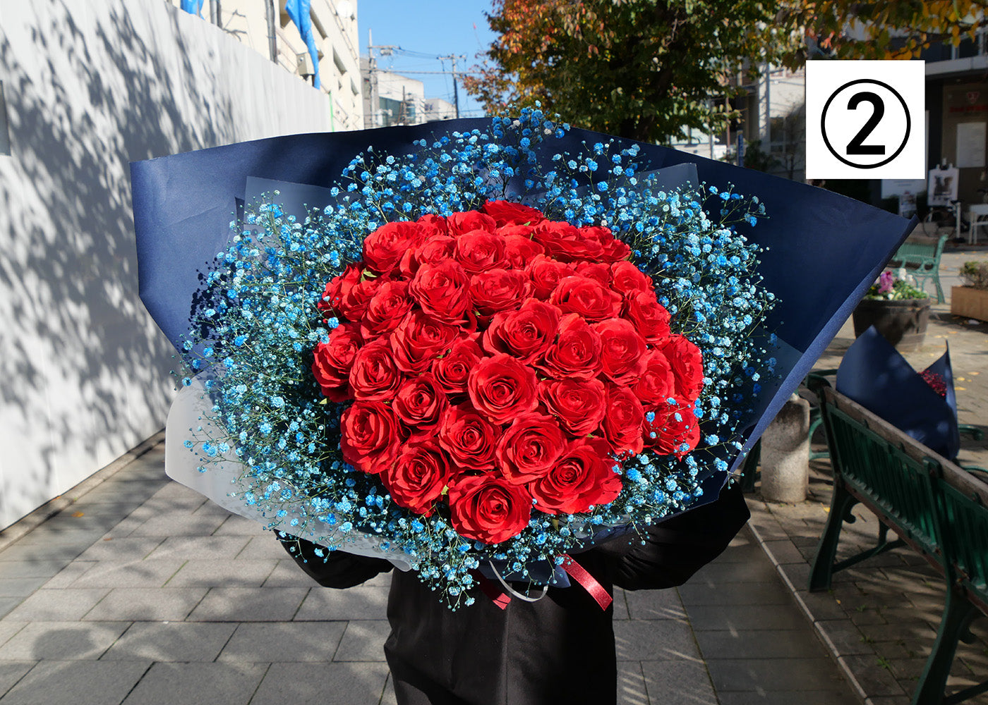 【高級バラ50本&カスミ草】選べるカスミ草カラー&選べる4種のラッピング【北海道と沖縄は配送対象外】