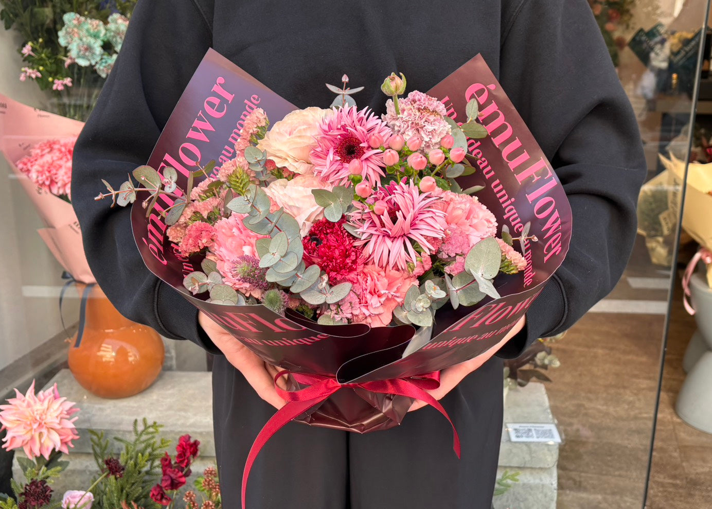 ワインレッドアレンジメント【各サイズM・L】