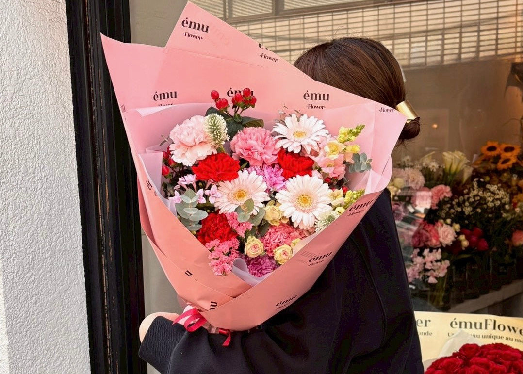 ému ピンク 母の日ブーケ【各サイズM・L・XL】
