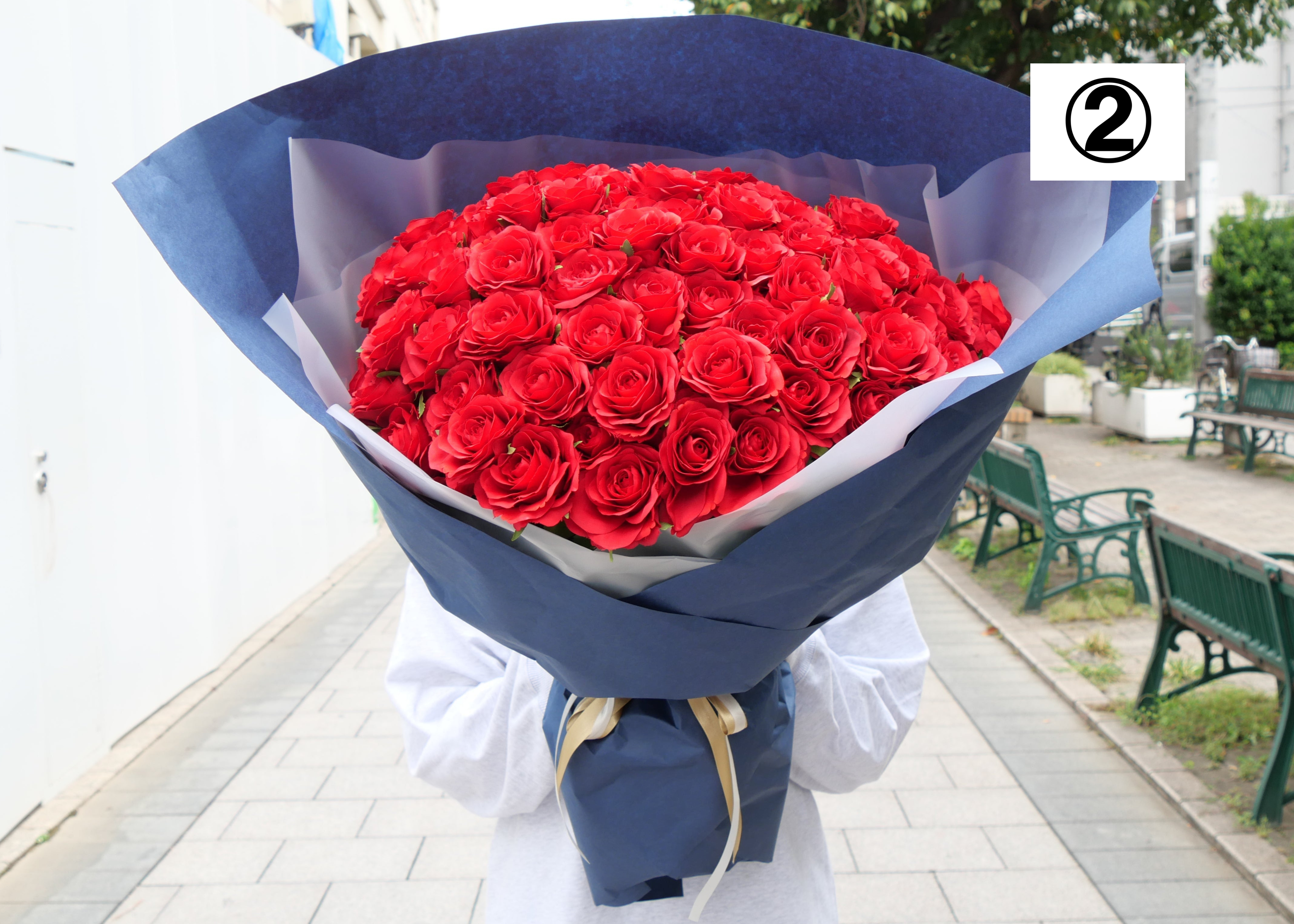 【高級バラ108本】黒・ネイビー・ピンクゴールドからお選びいただけるラッピング【北海道と沖縄は配送対象外】