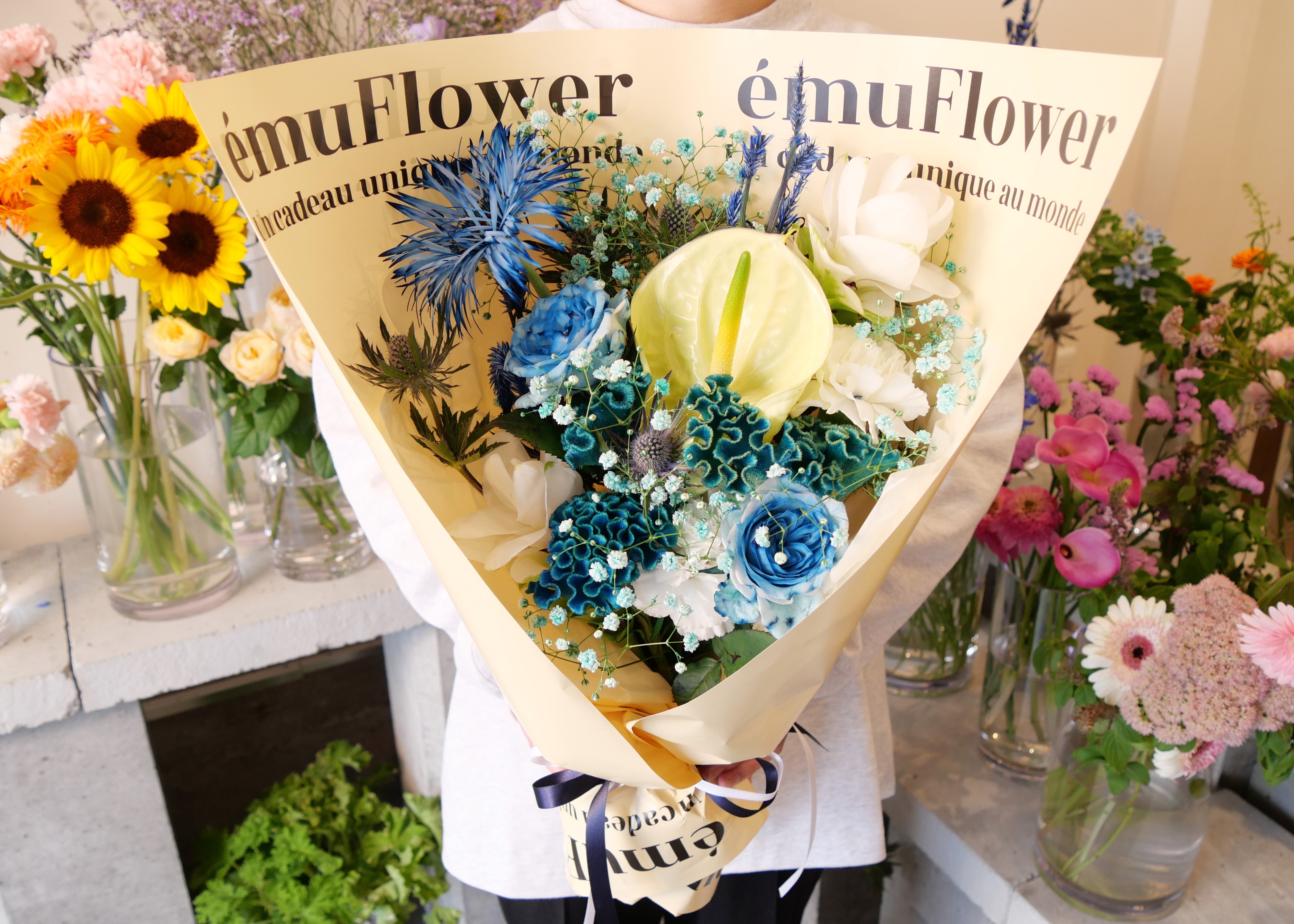 ブルーブーケ Lサイズ【花束】 | ému Flower (エミュフラワー)