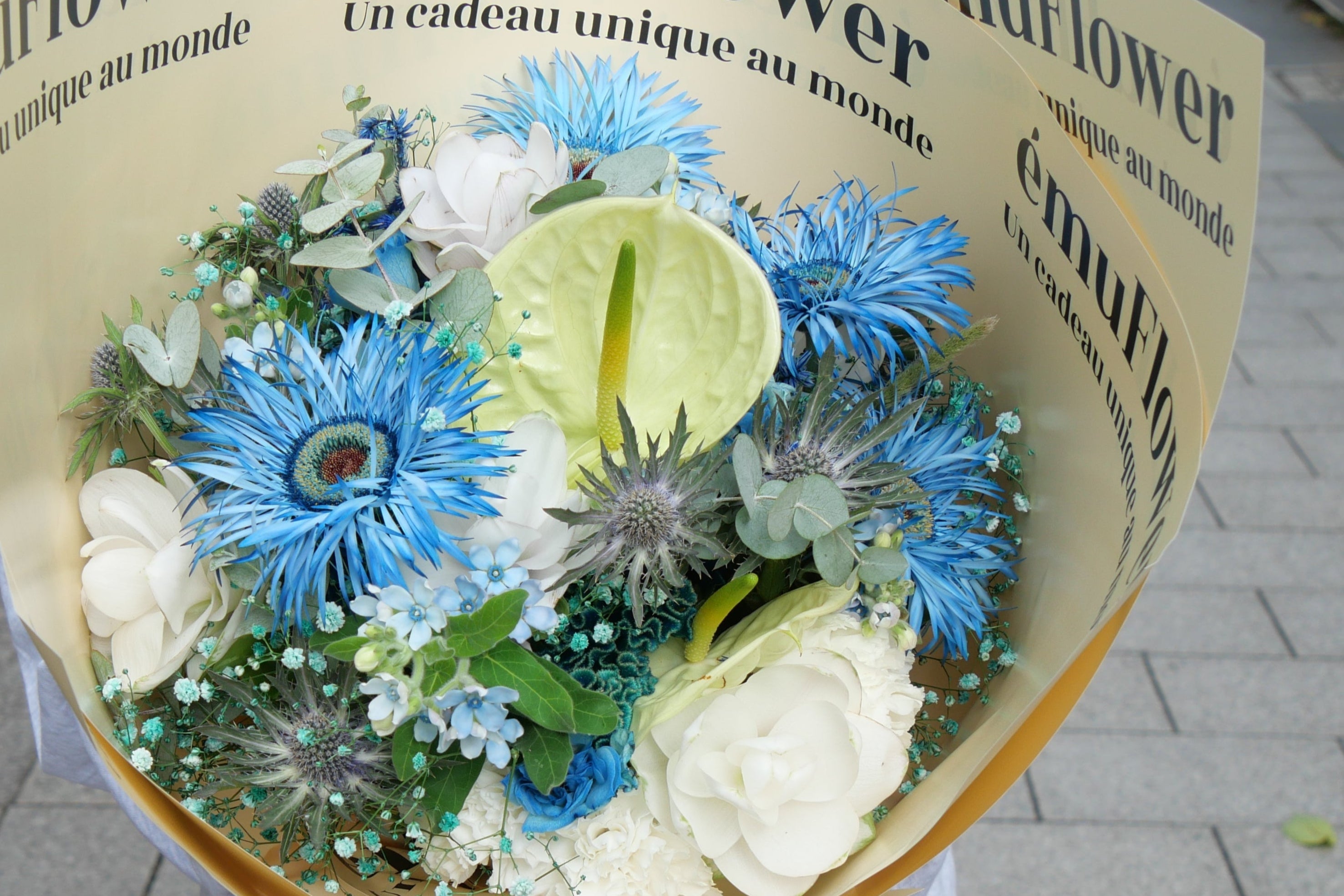 gun様ご検討用＊ブルーのブーケお花イメージ ◇鮮やかなブルーのアームブーケ◇サマーブーケ ネイビー コバルト