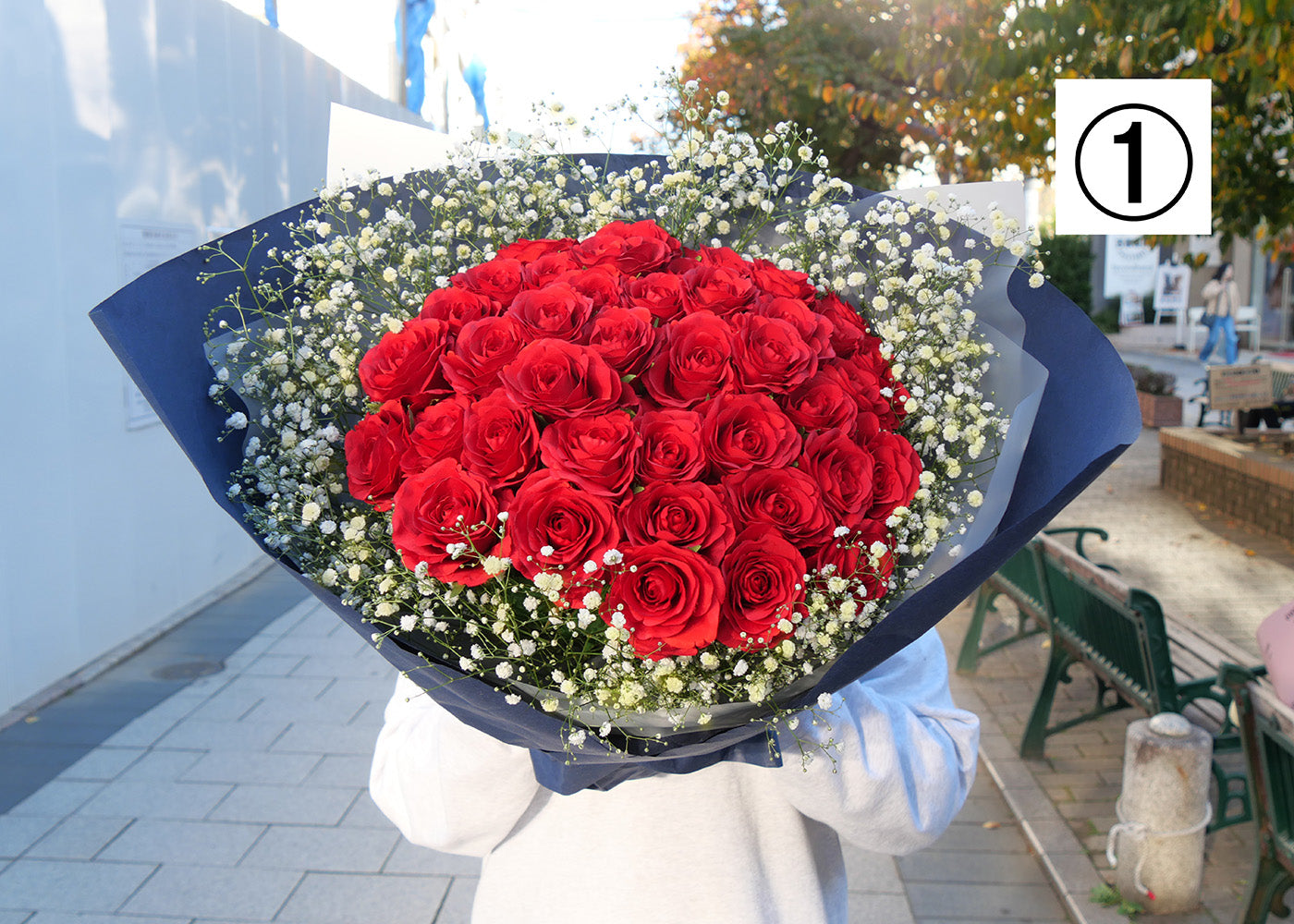 【高級バラ50本＆カスミ草】選べるカスミ草カラー＆選べる4種のラッピング【北海道と沖縄は配送対象外】